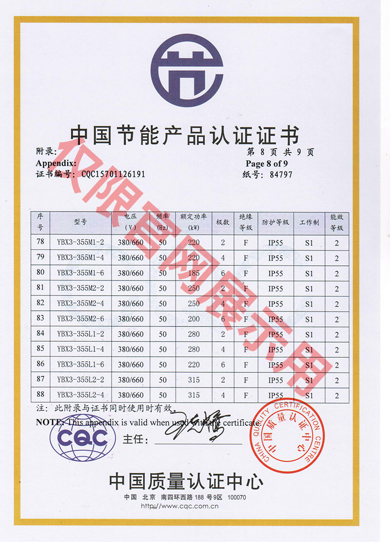 防爆電機(jī)節(jié)能證書